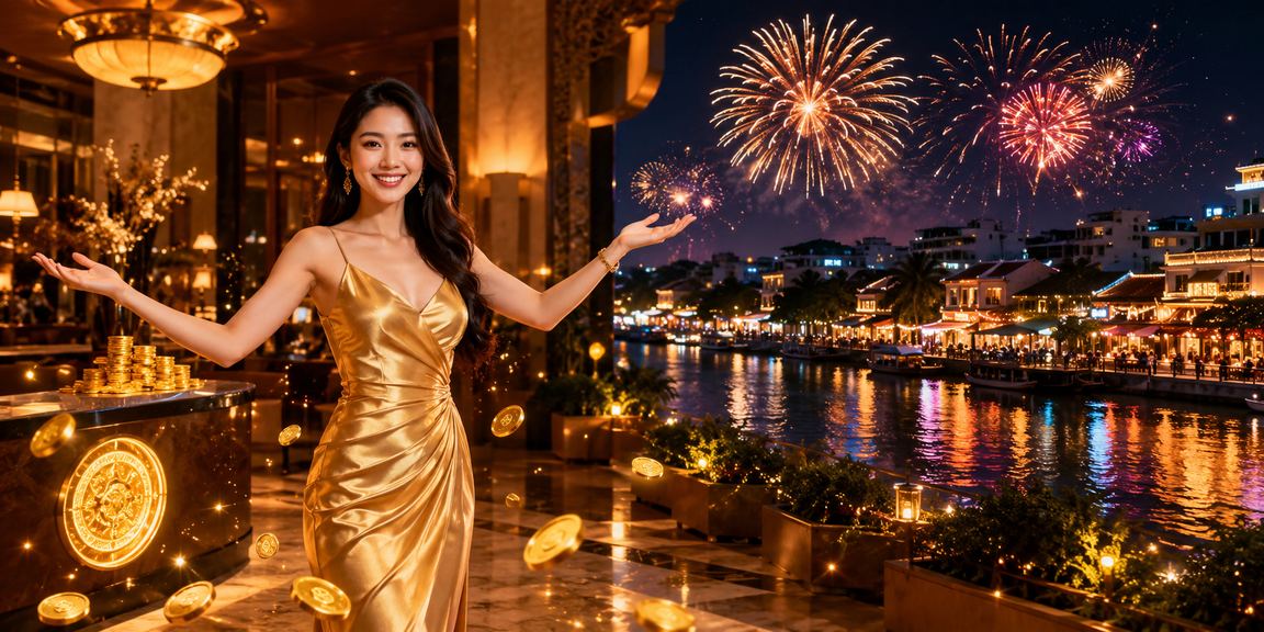 Chợ đêm Mekong với ánh đèn sòng bạc casino và cá cược hấp dẫn